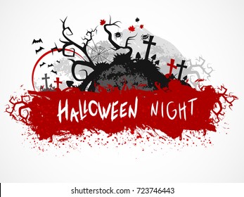 Vector grunge Halloween illustration with hand drawn lettering.