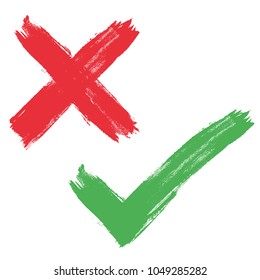 Vector grunge hand drawn check marks and check boxes icons