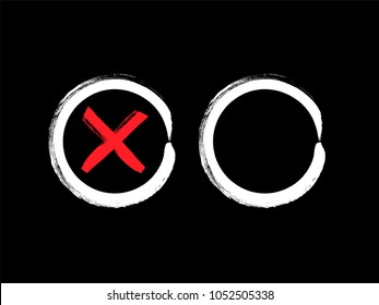Vector grunge hand drawn check marks and check boxes icons