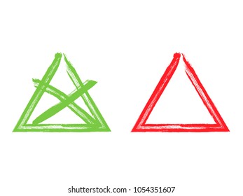 Vector grunge hand drawn check marks and check boxes icons