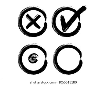 Vector Grunge Hand Drawn Check Marks And Check Boxes Icons