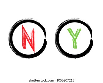 Vector grunge hand drawn check marks and check boxes icons
