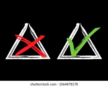 Vector grunge hand drawn check marks and check boxes icons