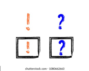 Vector grunge hand drawn check marks and check boxes icons