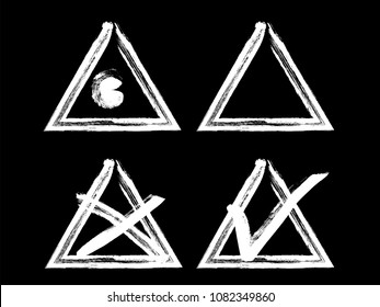 Vector grunge hand drawn check marks and check boxes icons