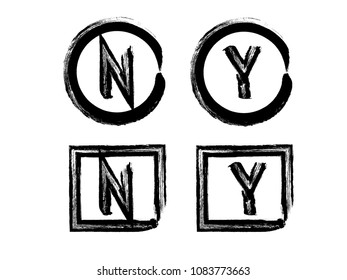 Vector grunge hand drawn check marks and check boxes icons