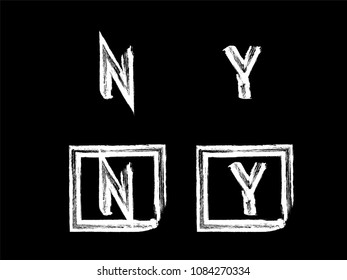 Vector grunge hand drawn check marks and check boxes icons
