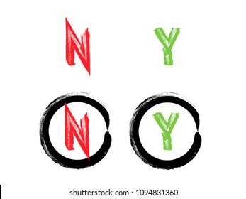 Vector grunge hand drawn check marks and check boxes icons