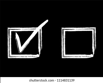 Vector grunge hand drawn check marks and check boxes icons