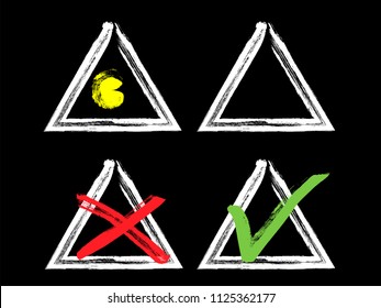 Vector grunge hand drawn check marks and check boxes icons