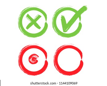 Vector Grunge Hand Drawn Check Marks And Check Boxes Icons