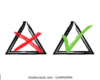 Vector grunge hand drawn check marks and check boxes icons
