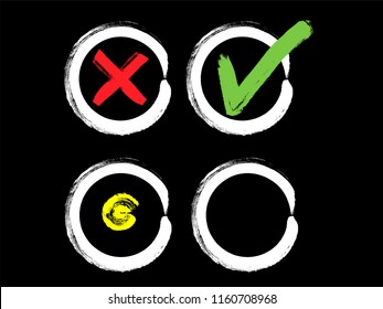 Vector grunge hand drawn check marks and check boxes icons