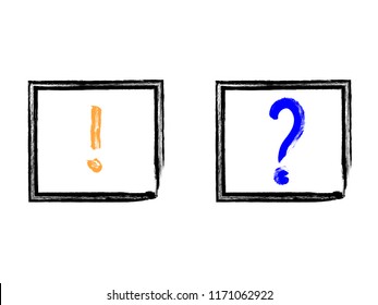 Vector grunge hand drawn check marks and check boxes icons