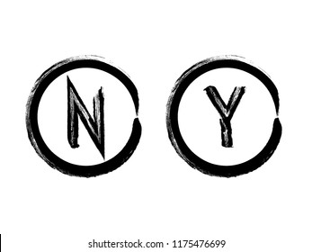 Vector grunge hand drawn check marks and check boxes icons