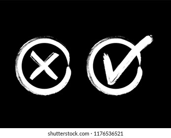 Vector grunge hand drawn check marks and check boxes icons