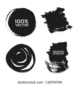 Vector grunge handmade black strokes- backgrounds painted by brush