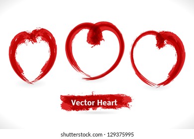Vector Grunge Heart. Red Abstract Background.