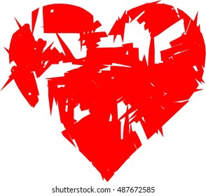 Vector grunge  heart scribbled with lines texture for greeting cards and Valentine