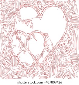 Vector grunge  heart scribbled with lines texture for greeting cards and Valentine