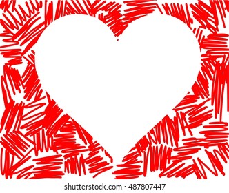 Vector grunge  heart scribbled with lines texture for greeting cards and Valentine