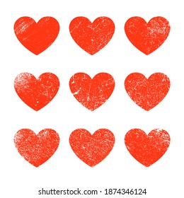 Forma de corazón de grunge vectorial. Elemento de grunge de amor del pincel vintage del corazón rojo