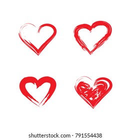 vector grunge hearts set, Valentine day, illustration vintage design element