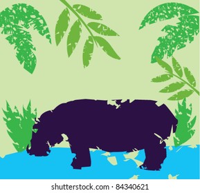 vector grunge hippo