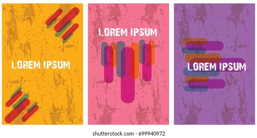 vector grunge hipster posters background set. Vertical party posters collection with blank space for text