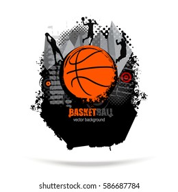 Vector grunge illustration of basketball. Abstract texture. EPS file is layered.