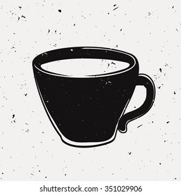 Vector grunge illustration of a coffee cup. Modern hipster style.