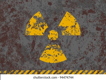 Vector grunge illustration of radiation sign on textured background