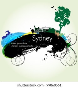Vector grunge illustration of Sydney