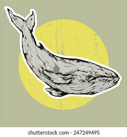 Vector grunge illustration - Whale yellow