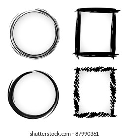 Vector grunge ink brush border set