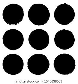 Vector grunge ink brush. Circle border sets icon
