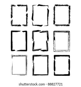 Vector grunge ink brush square border sets