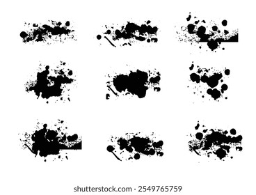 Vector grunge ink splatter. spray drops staining and frame with wet paint drop traces vector set. Illustration splash and ink design. illustration vector design background.