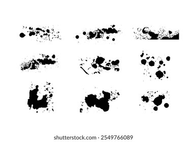 Vector grunge ink splatter. spray drops staining and frame with wet paint drop traces vector set. Illustration splash and ink design. illustration vector design background.