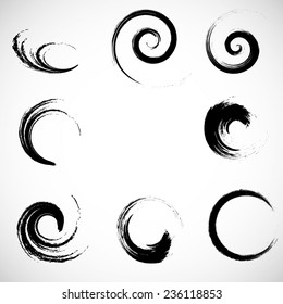 Vector Grunge Logo Design Template . Spiral Shape Cycle Creative Symbols . Wave Icon Collection . 