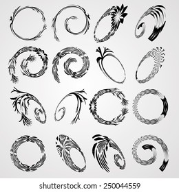 Vector Grunge Logo Design Template . Spiral Shape Cycle Creative Symbols . Wave Icon Collection . 
