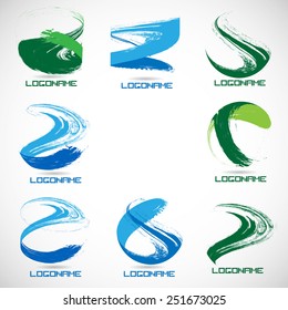 Vector Grunge Logo Design Template . Spiral Shape Cycle Creative Symbols .