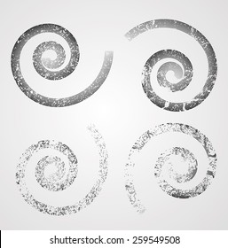 Vector Grunge Logo Design Template . Spiral Shape Cycle Creative Symbols . Wave Icon Collection . 