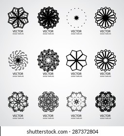 Vector grunge Logo Design Template Collection. Spiral Brush Stroke Elements.