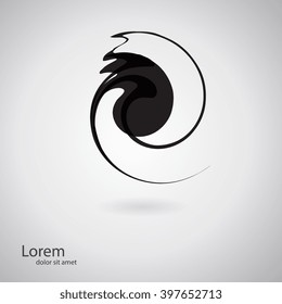 Vector Grunge Logo Design Template. Spiral Shape Cycle Creative Symbol. Wave Icon. Spiral Brush Stroke Element. Round Shape. Hand made brush. As sign, symbol, web, label, logo. Vector illustration.