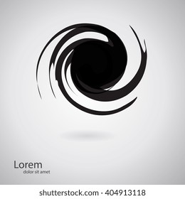 Vector Grunge Logo Design Template. Spiral Shape Cycle Creative Symbol. Wave Icon. Spiral Brush Stroke Element. Round Shape. Hand made brush. As sign, symbol, web, label, logo. Vector illustration.