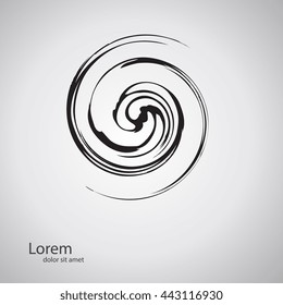 Vector Grunge Logo Design Template. Wave Icon. Spiral Brush Stroke Element. Round Shape. As sign, symbol, web, label, logo. Vector illustration.