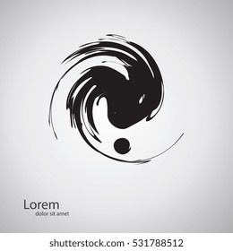 Vector Grunge Logo Design Template. Spiral Shape Cycle Creative Symbol. Wave Icon. Spiral Brush Stroke Element. Round Shape. Hand made brush. As sign, symbol, web, label. Vector illustration.