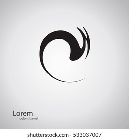 Vector Grunge Logo Design Template. Spiral Shape Cycle Creative Symbol. Wave Icon. Spiral Brush Stroke Element. Round Shape. Hand made brush. As sign, symbol, web, label. Vector illustration.