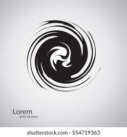 Vector Grunge Logo Design Template. Wave Icon. Spiral Brush Stroke